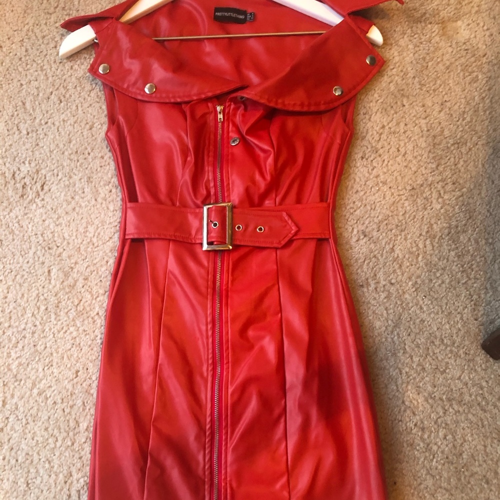 PRETTYLiTTLETHING faux leather  dress size 0